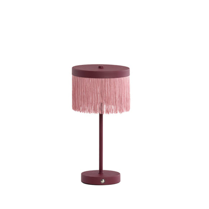Rechargeable Table Lamp - Ø17x35 cm, Matte Burgundy with Light Pink Details